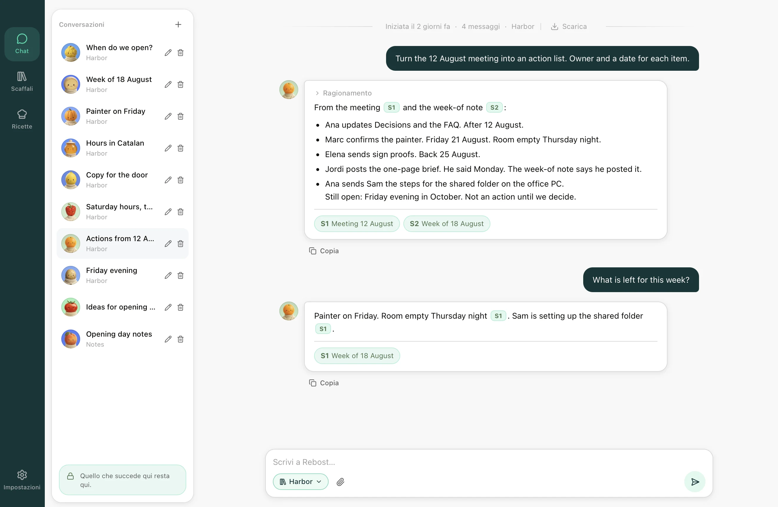 Rebost Chat: una risposta creata a partire dai file di uno Scaffale.